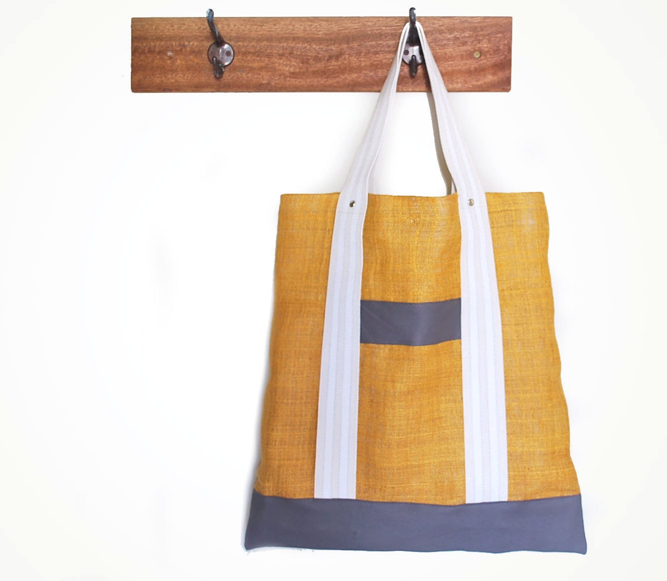 ON SALE Was 95 now 65 Yellow hemp and leather tote