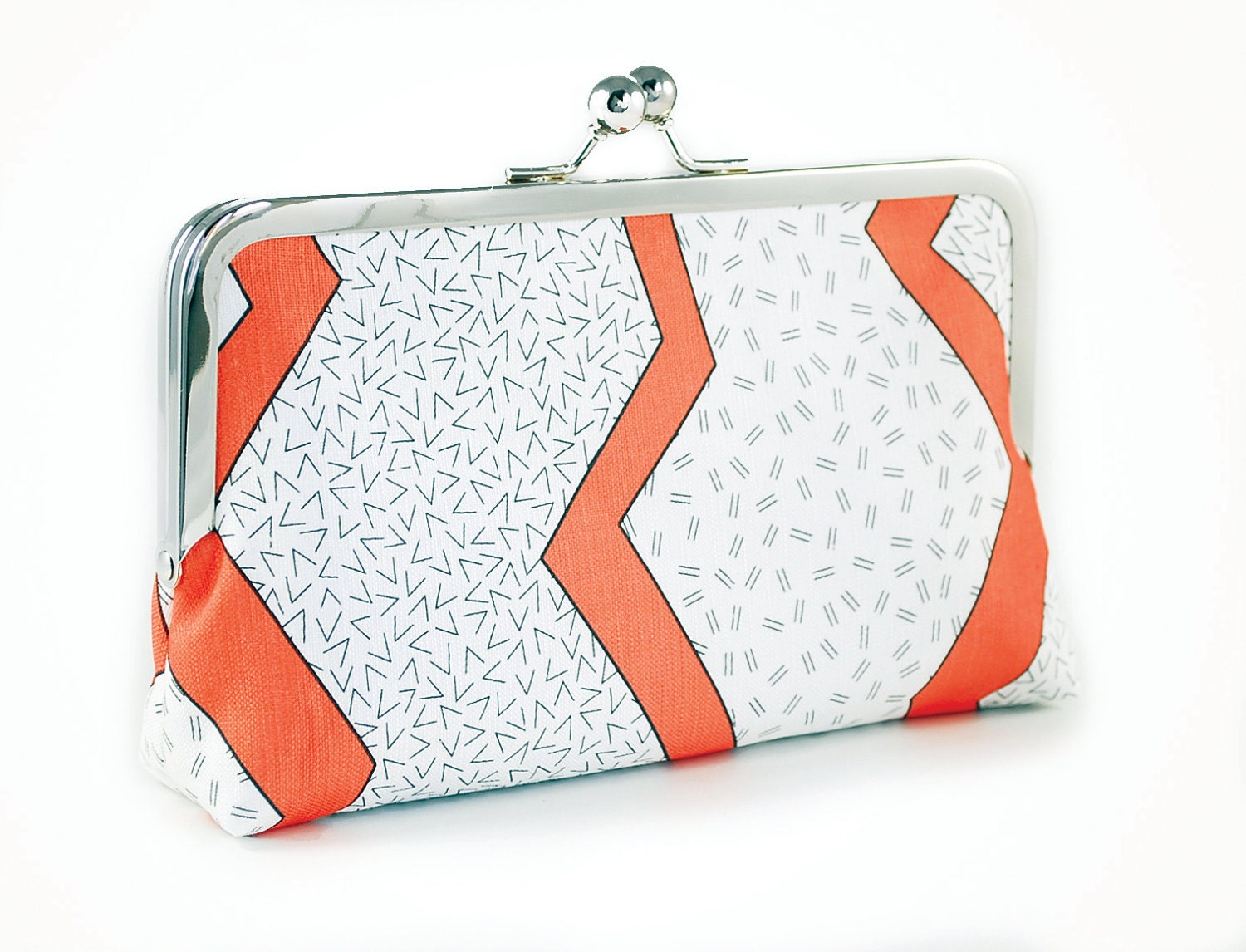 Clutch with orange zigzags