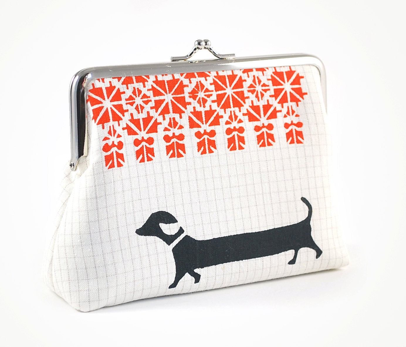 Purse with dachshund and folk pattern