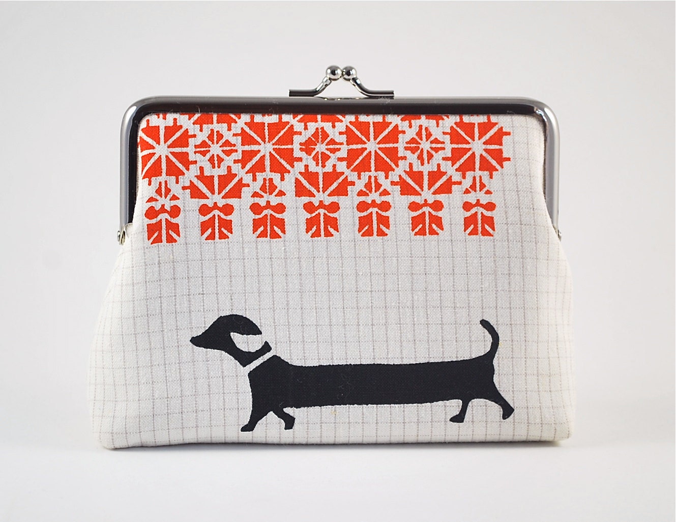 Purse with dachshund and folk pattern
