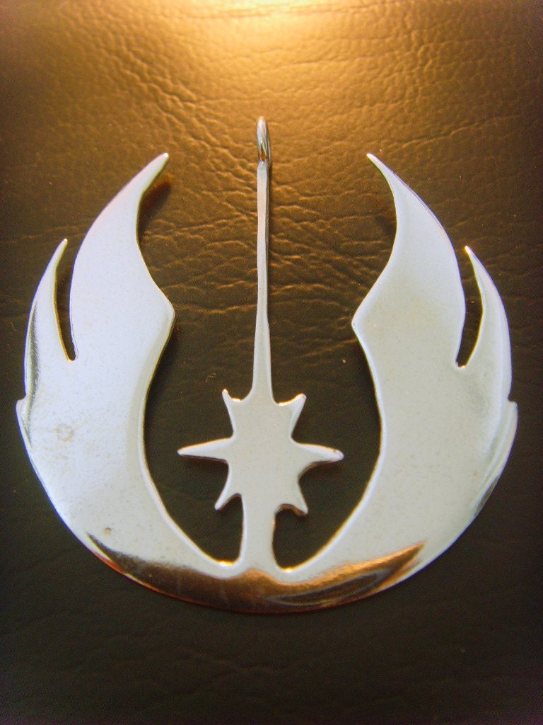 Star Wars Jedi Order  Insignia on wood Rebel  pendant sterling silver 925