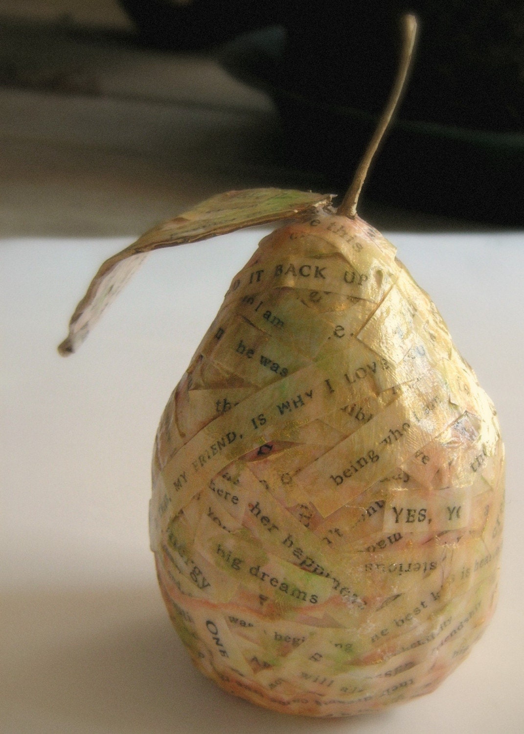 Paper Mache Pear Paperweight OOAK by RiyahLiDesigns on Etsy