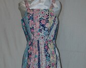 SALE. WAS 29.95. Floral Striped Sun Dress with Hidden Pockets.    A Designers Den handmade original.  FREE domestic shipping.