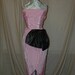 SALE 64.95. Tulip Pink Strapless Moire Taffeta formal Dress, Black Satin Bow. A Designers Den handmade original. FREE domestic shipping.