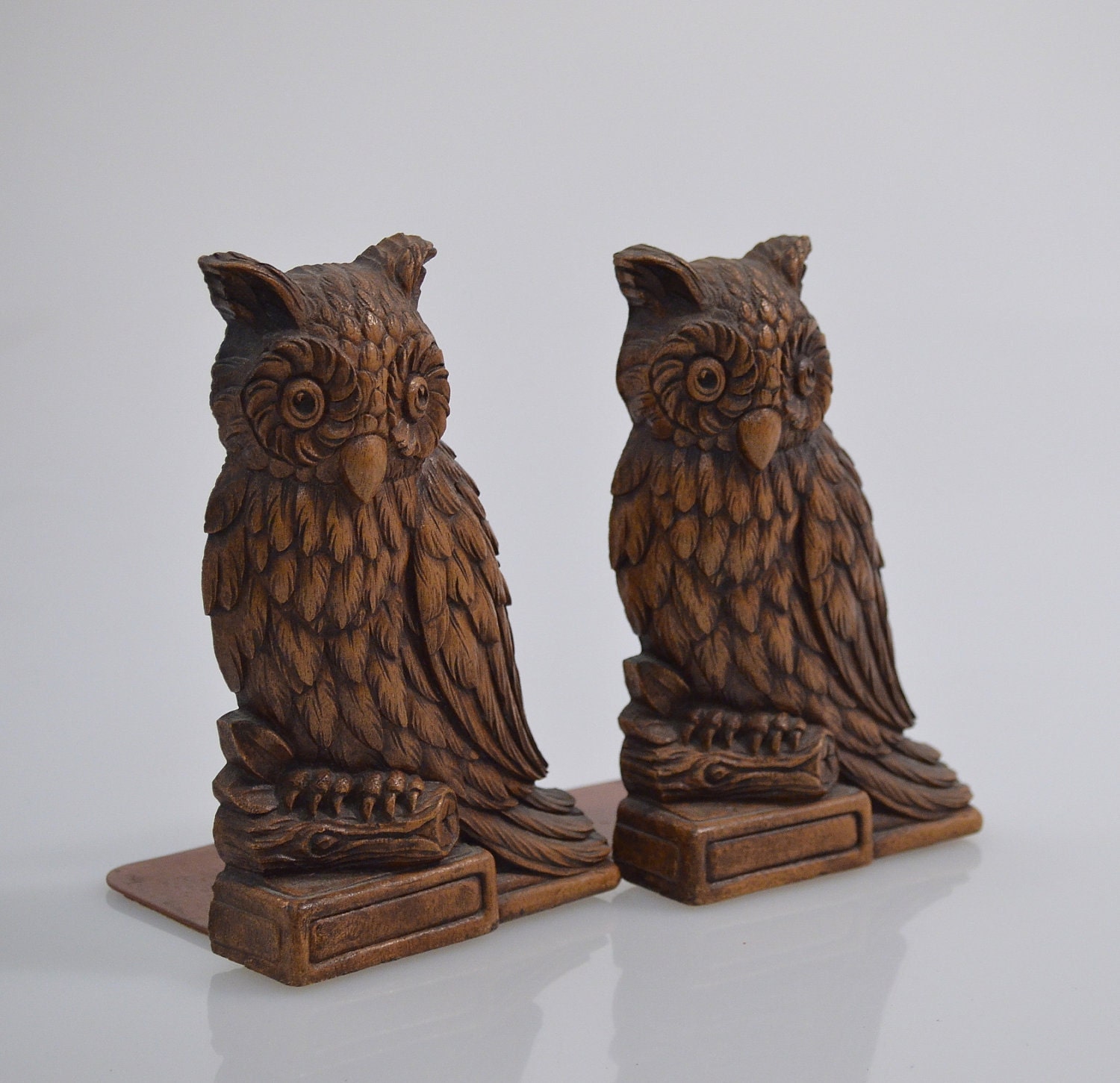 Vi n t a g e Syroco Wood Owl Bookends Syracuse NY by NeedorWant