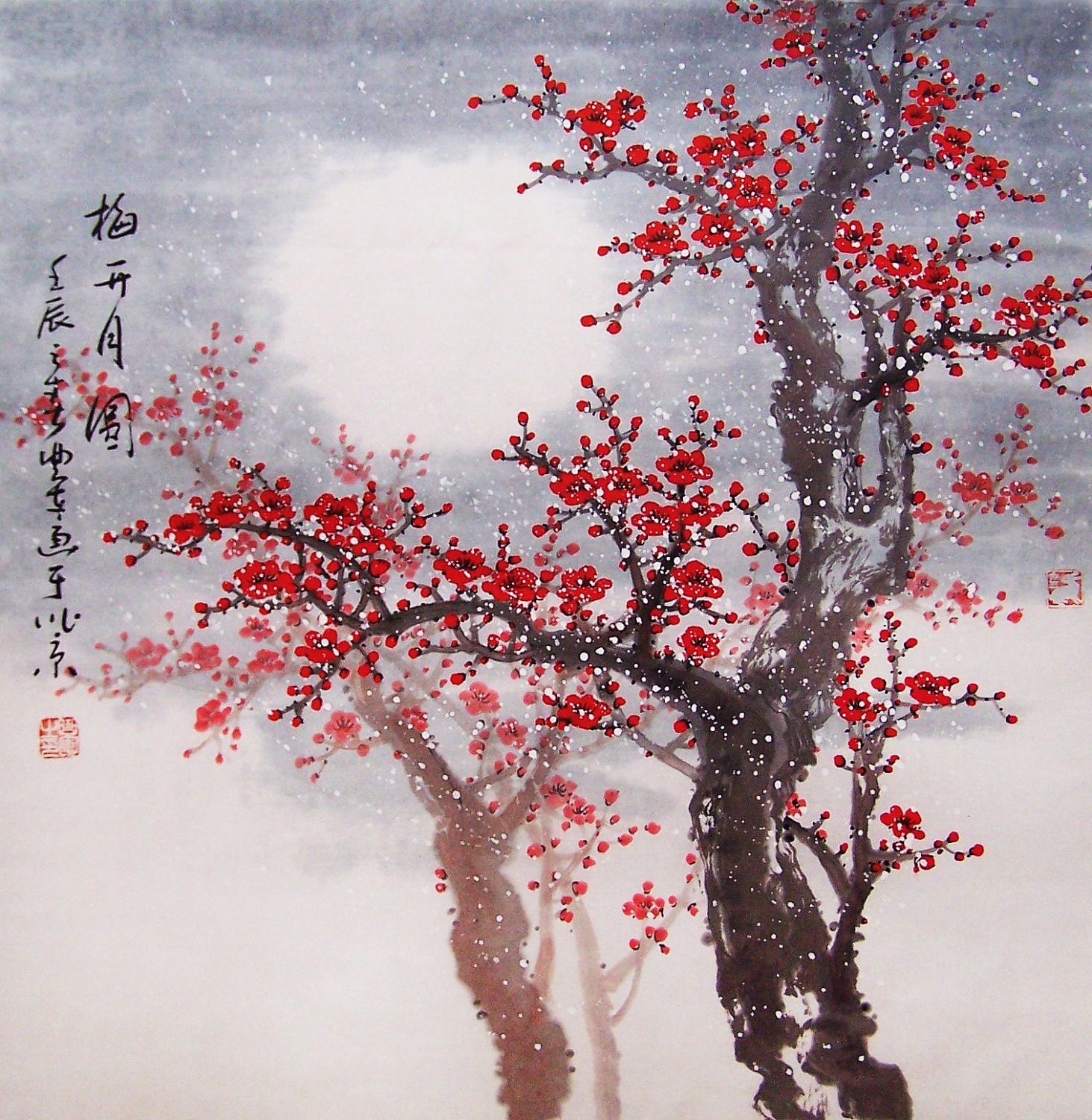 Cherry blossom painting Original painting chinese art by art68