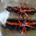 Black and Orange Harley Davidson color Wedding Garter Set with Motorcycle Charm