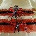 Case IH Colors Red and Black Wedding Garter Set with Tractor Charms