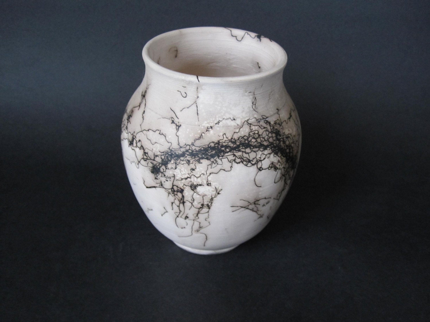Contemporary Horsehair  Raku Vase