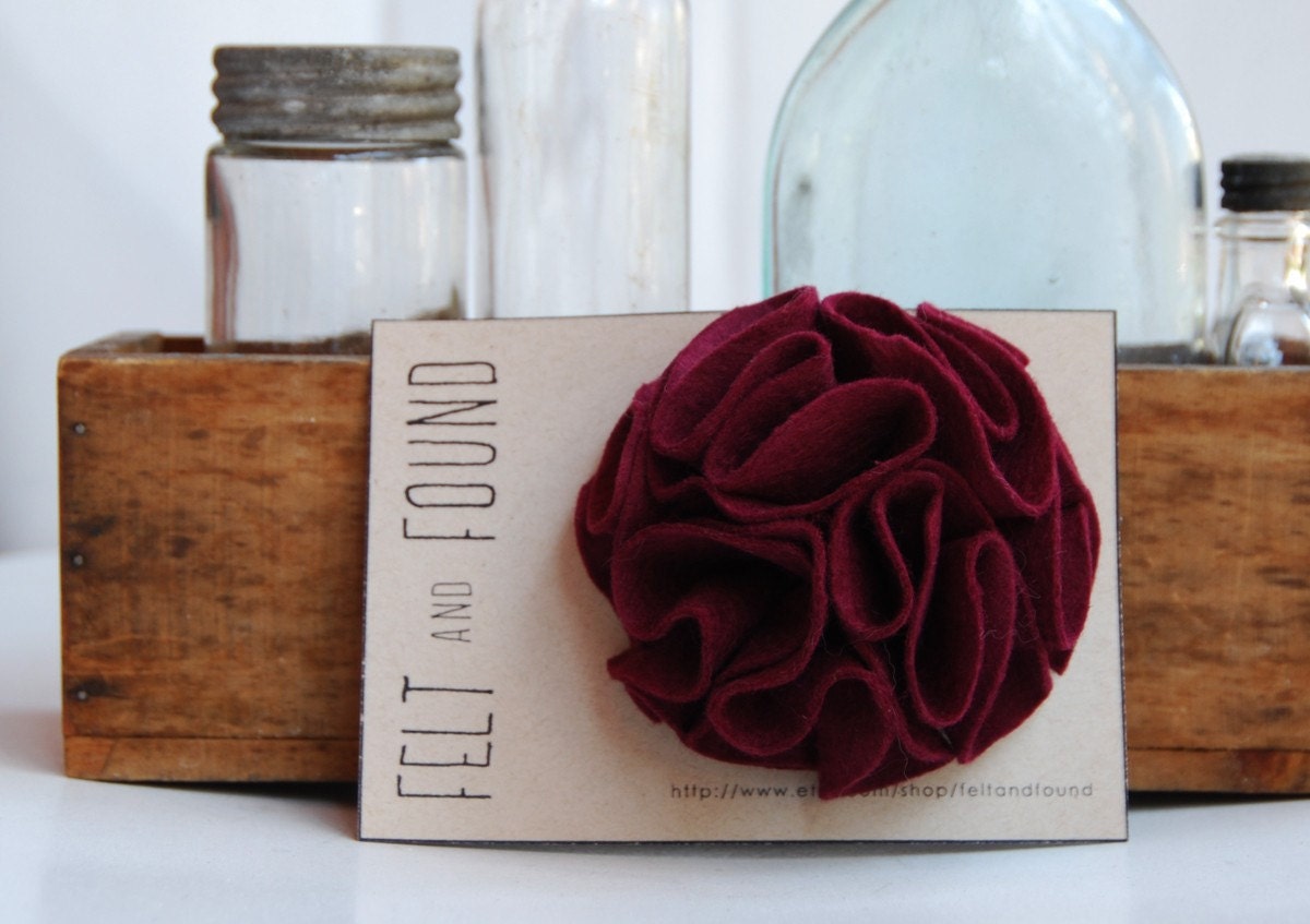 felt rose hair clip