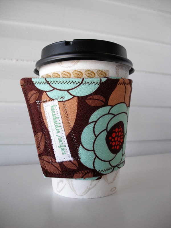 Coffee Cuff - Teal Blooms