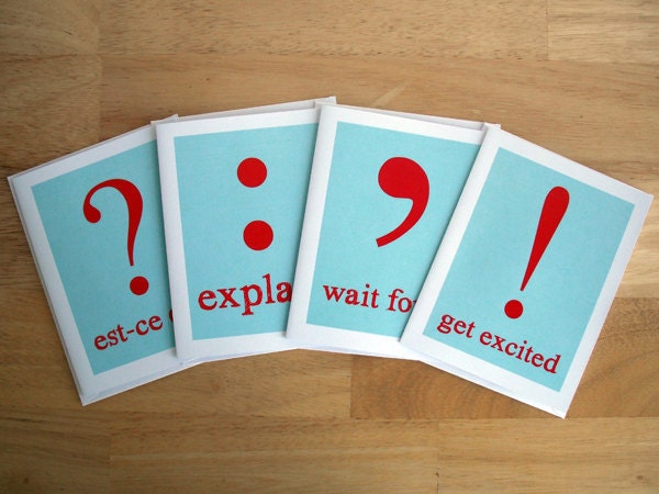 Punctuation Card Set - Teal and Red