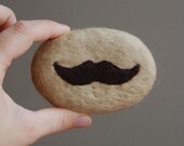 Felted Soap whit Brown Mustache ( Sandalwood Scent )