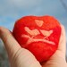 Red-Orange Heart with Birds ( Felted Pink Sugar Soap )