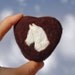 Felted Soap Brown Heart with Horse Motif  (Oatmeal Milk and Honey )