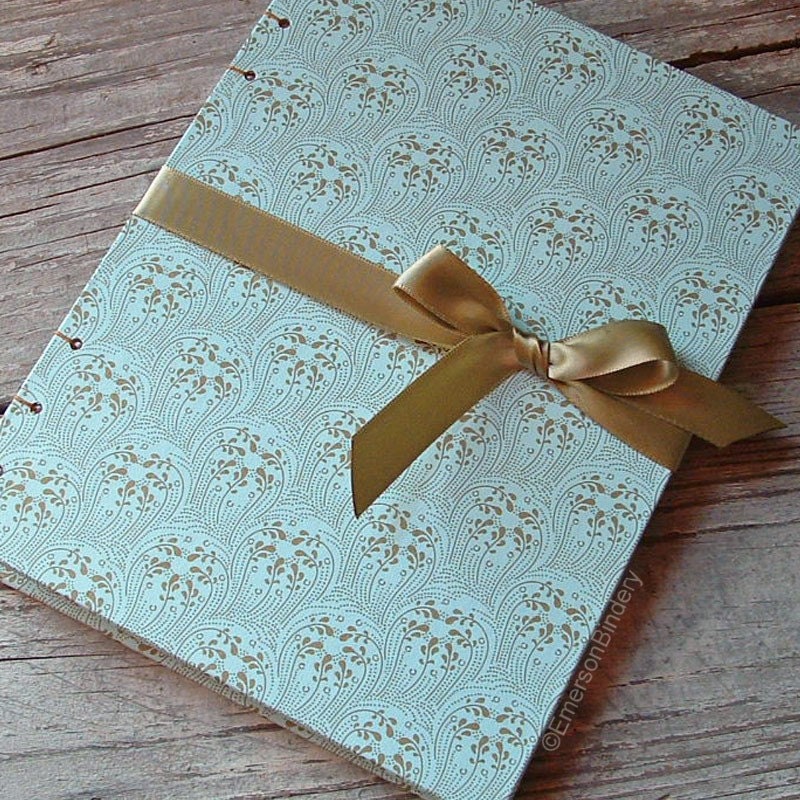 Wintergreen and Gold MEDIUM Guest Book - READY to SHIP