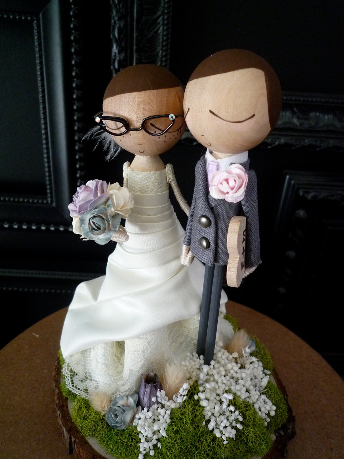 Custom Wedding Cake Topper with Custom Wedding Dress - MilkTea