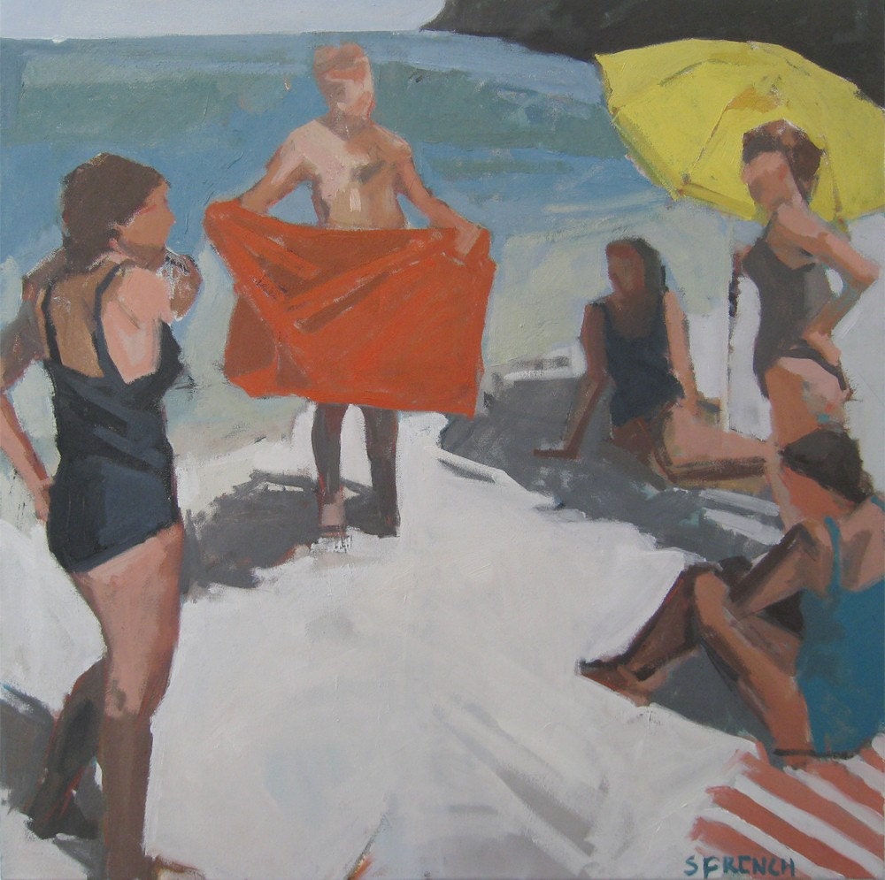 At the beach: 16x16" Archival Print - Signed