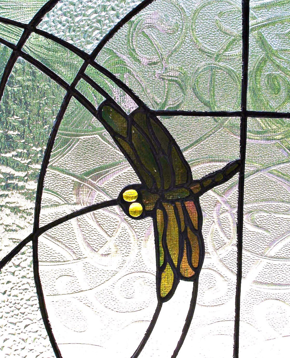 Dragonfly suncatcher modern contemporary decorative art stained glass panel spring home decor