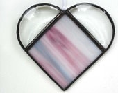 Small heart suncatcher stained glass pink blue anniversary love romance