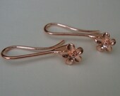 14K Rose Gold Plated Brass  Blossom Floral Earwires 23x10 mm - 2 Pairs