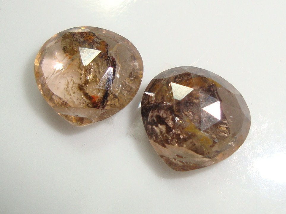 Exotic but very pretty, Gigantic, 2 pcs, 11mm AAA Beautiful Watermelon Rainbow Tourmaline, Faceted Heart Briolette - N10-2