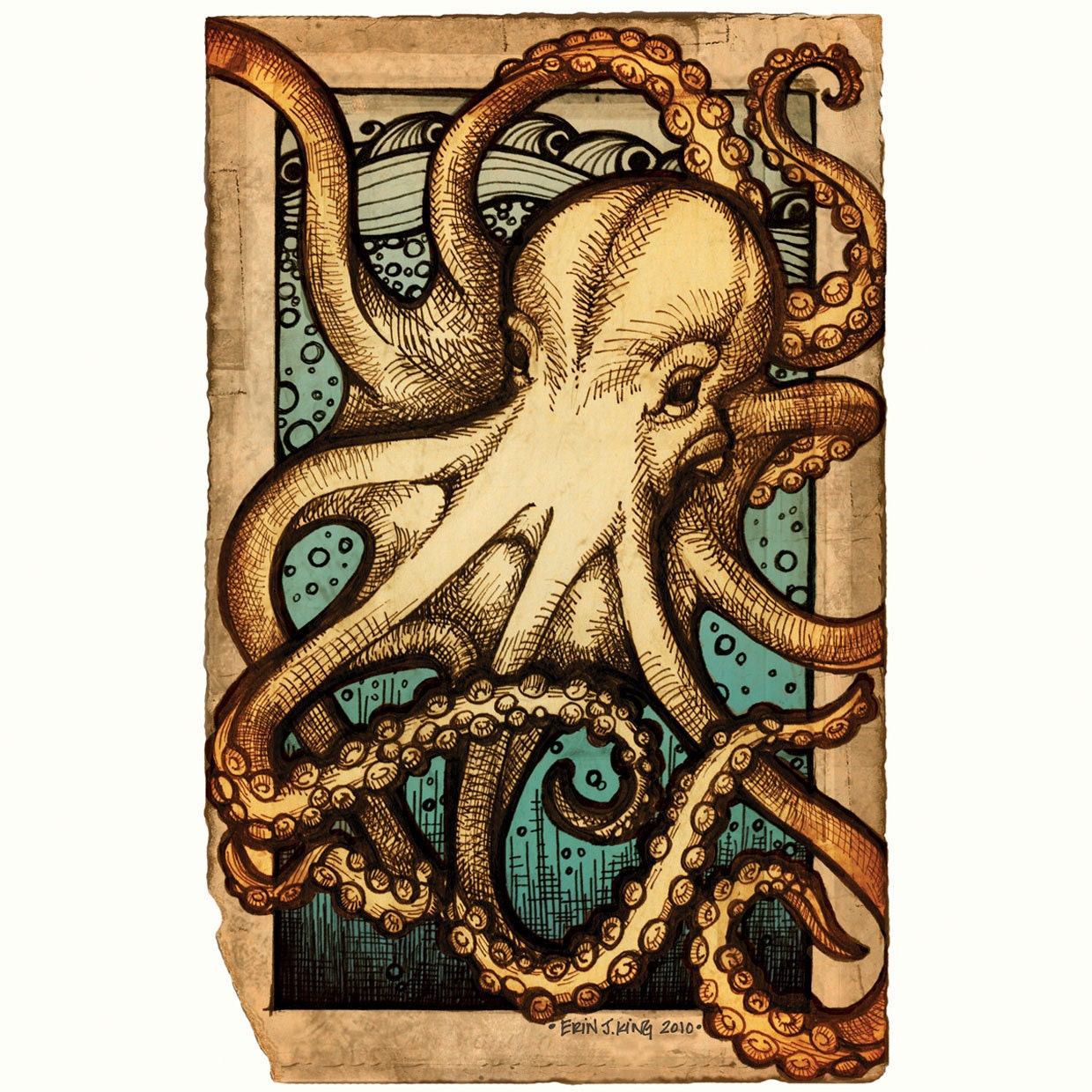 Mother Octopus - Limited Edition Story Book Print - 8 x 10