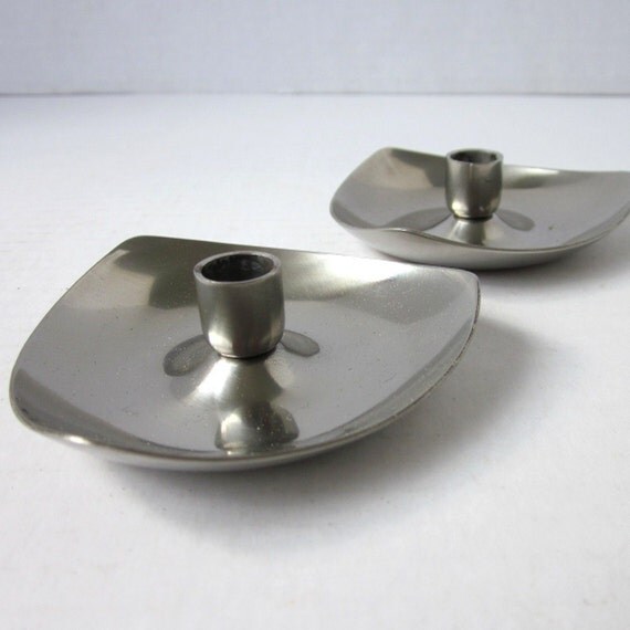 Danish Stainless Steel Candle Holders boxed pair by SwearToMod
