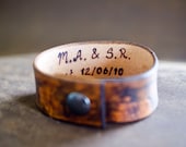 Minimal Leather Cuff with Custom Secret Message Hidden Inside