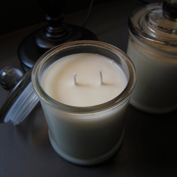 Gardenia Double Wick Organic Soy Candle in large French Apothecary jar