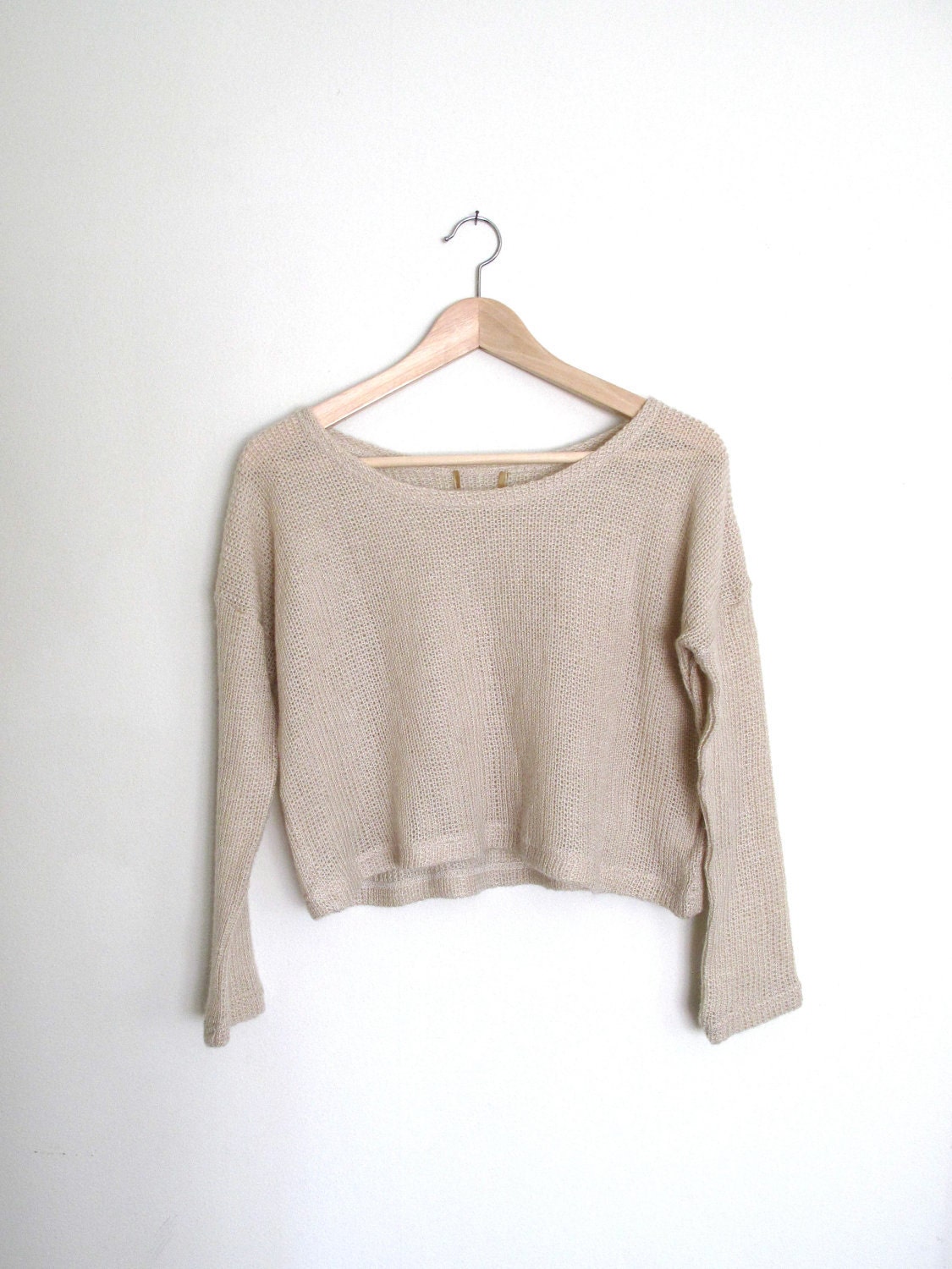 Cream Cropped Knit Sweater S/XS