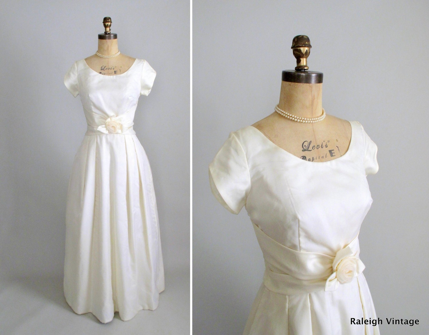 Vintage 1960s Wedding Dress : 60s Long Wedding Dress