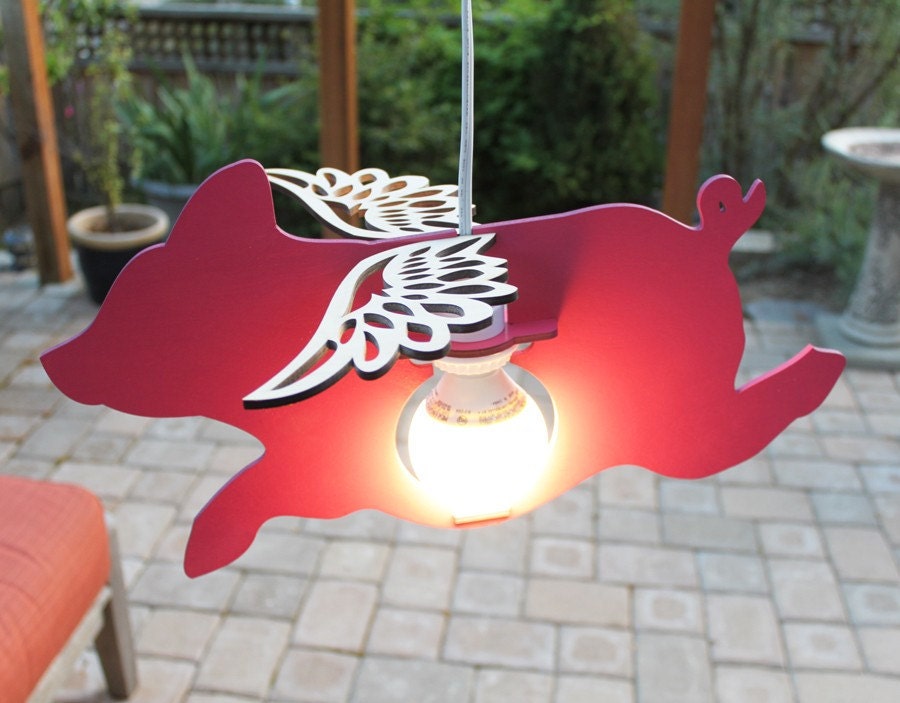 Flying Pig Lamp painted w/light kit