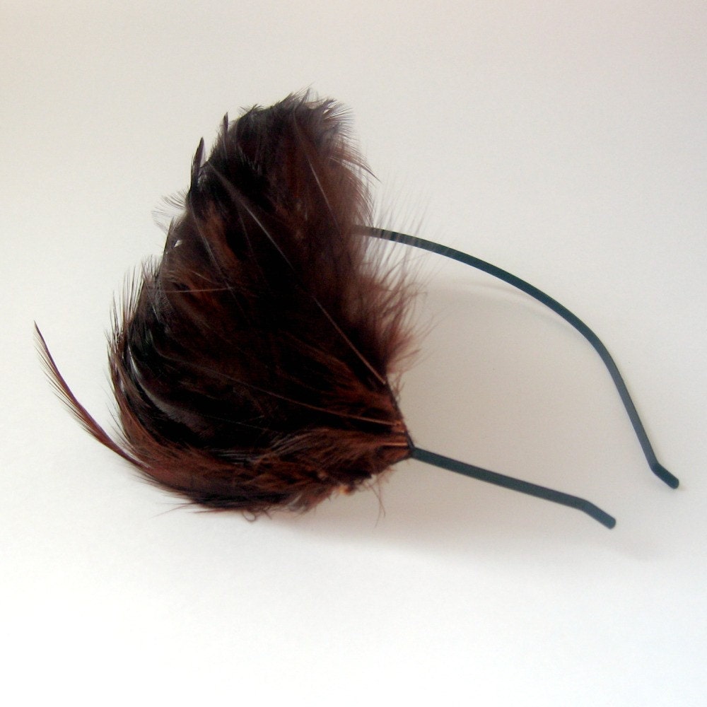 10 DOLLAR Flyaway Clearance BEATRIX Feather Headband Brown Hackle