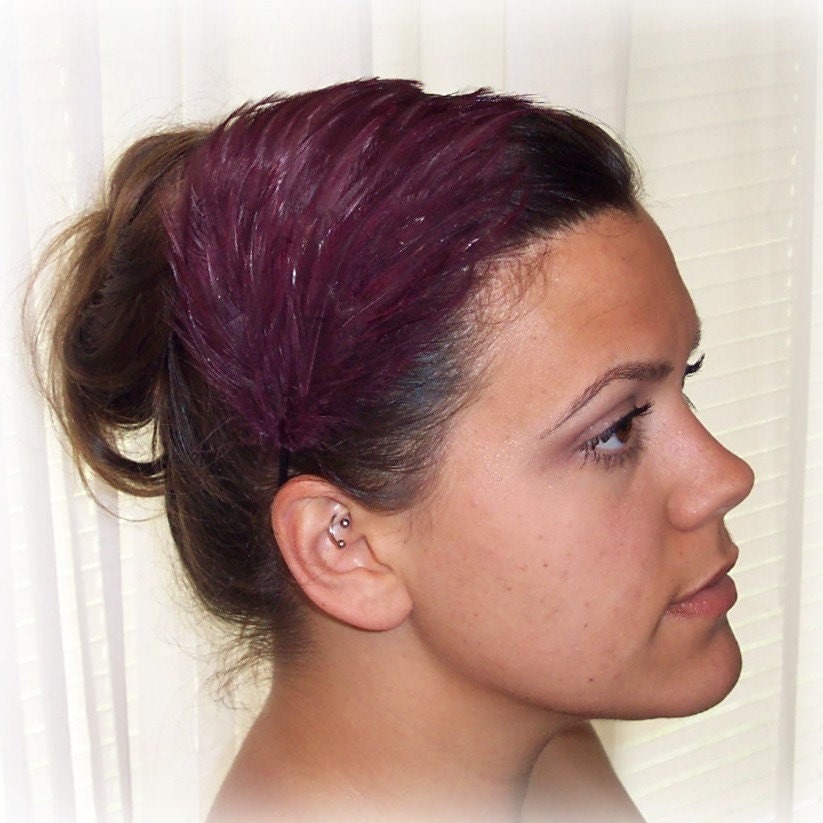 VALERIE Burgundy Wine Feather Headband