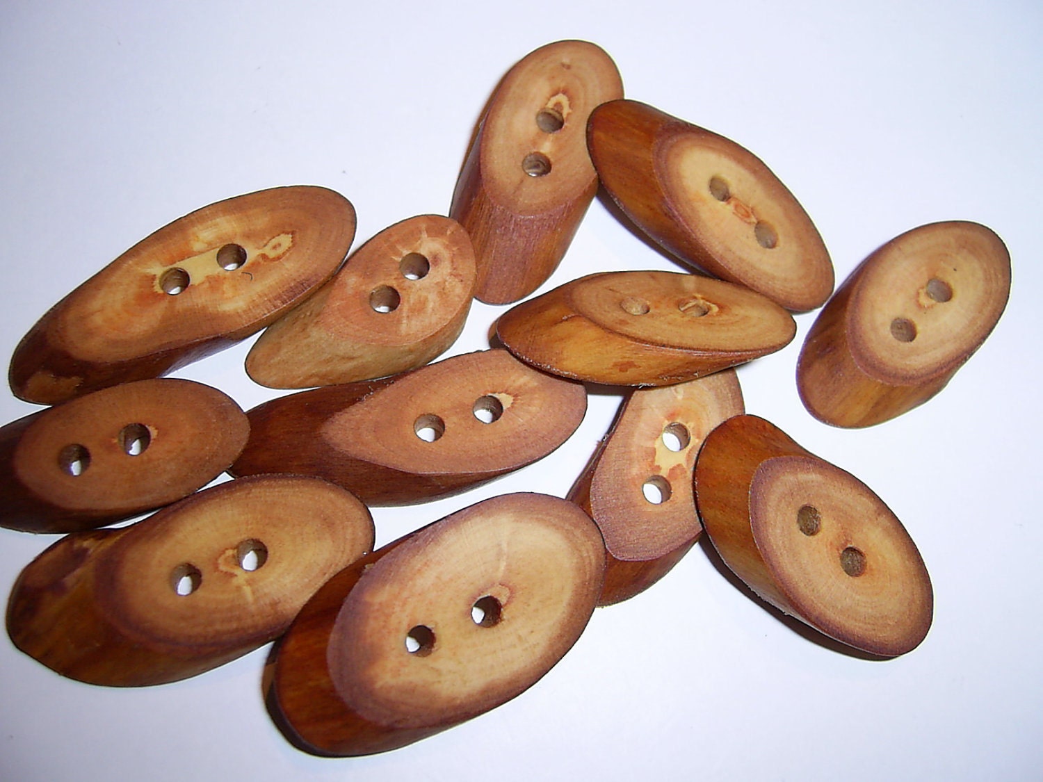 12 Handmade wild cherry wood buttons, accessories