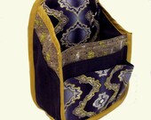 Hanging Car Organizer in black and gold print