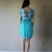 80s Cut Out Dress Sundress Turqoise Lavender Boho Beach Casual Summer Butterfly Embroidered Size Small-Medium sm med md (0-2-4-6)