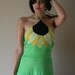 reserved 70s Flower Child Sundress Open Back Sunflower Dress Line Green Black Two Tonen Yellow Size Small-Medium sm med md (0-2-4-6)