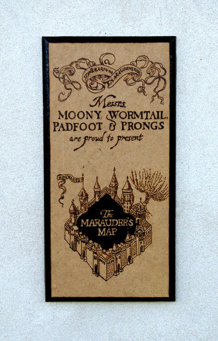 Harry Potter art - Marauder's Map woodburned home decoration