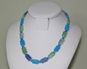 Blue and Green Beaded Necklace - Free Shipping - SALE
