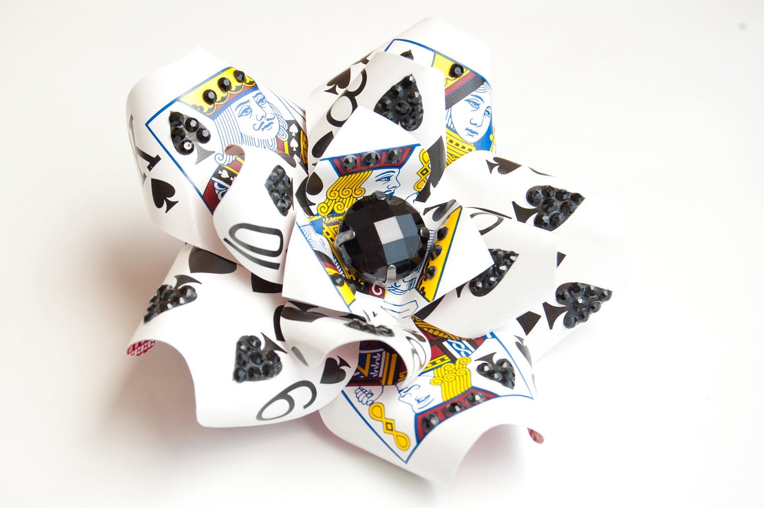 Las Vegas Poker Rhinestone Hair Clip Fascinator (Spades)