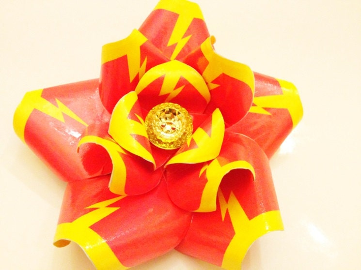 The Flash Lightening Fast Red and Yellow Hair Flower Rose Fascinator