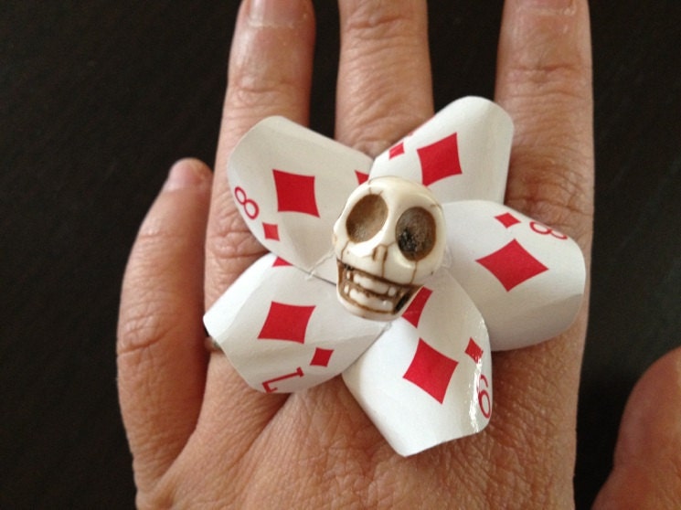 Diamonds Poker Card Cocktail Ring