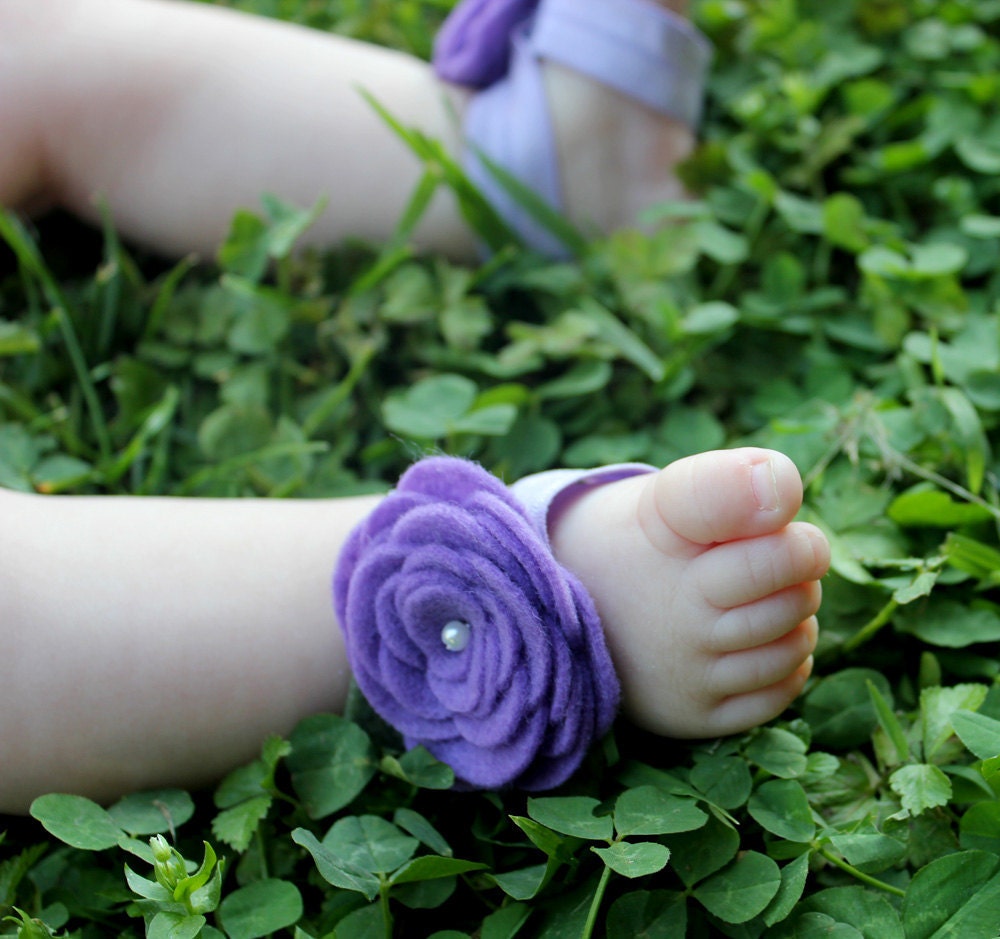 Boutique Petal Toes Fairy Feet Lilac Rosette Barefoot Baby Sandals INTRO PRICING