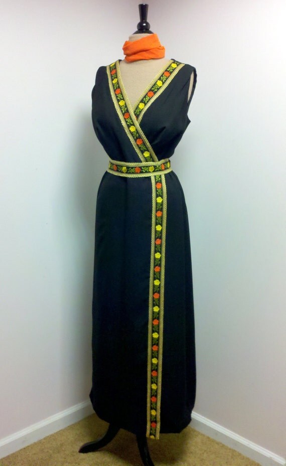 Vintage 1960s Plus Size Black Maxi Dress Sleeveless Mad Men  Size 2X ...