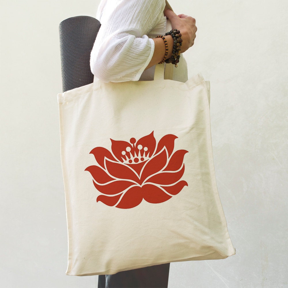 Yoga Lotus Flower Canvas Tote Bag