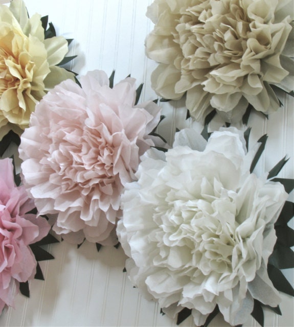 Lucky Peony 5 Giant Tissue Paper Pom Flowers, peonies, hang/wall flower, wedding, shower, party, nursery decor, Party Blooms by Whimsy Pie
