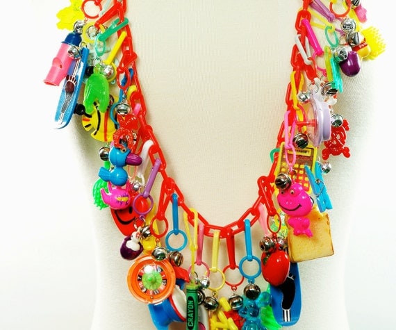 Ultimate 80's CHARM Necklace FRINGE Statement by