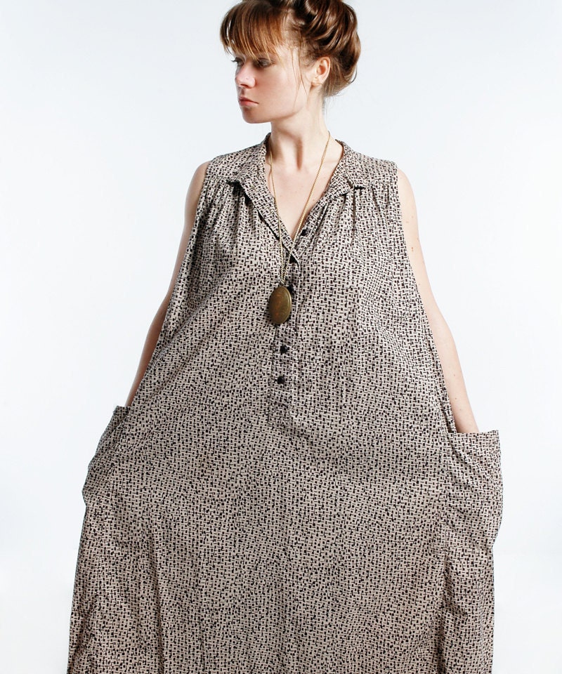 Vintage 80s Oversized COUNTRY CHIC Cotton Maxi DRESS